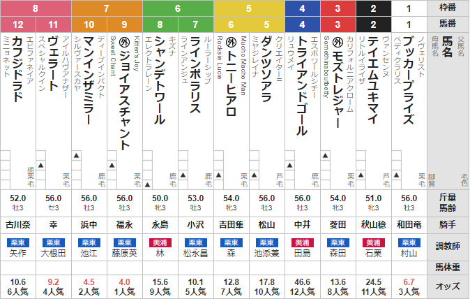 日曜中京3R 3歳未勝利　予想