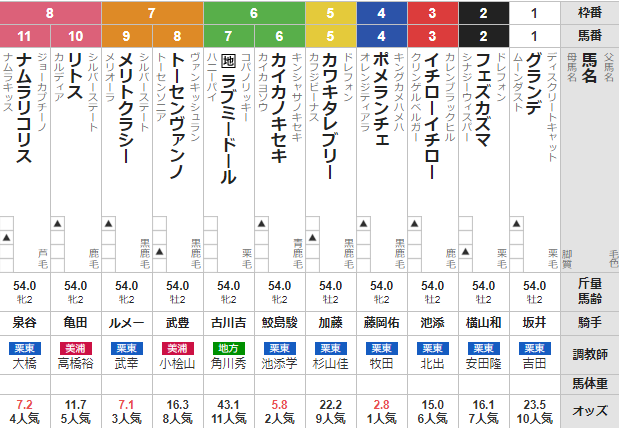 土曜函館11R 函館2歳S　予想