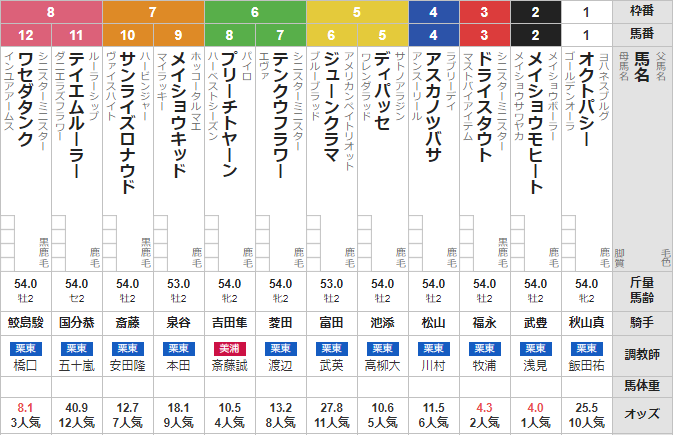 日曜中京4R メイクデビュー中京 予想