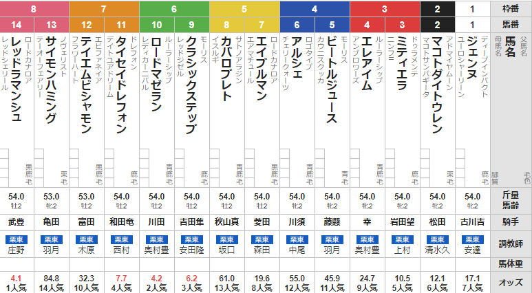 月曜中京5R メイクデビュー中京 予想