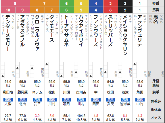 日曜阪神1R 2歳未勝利 予想