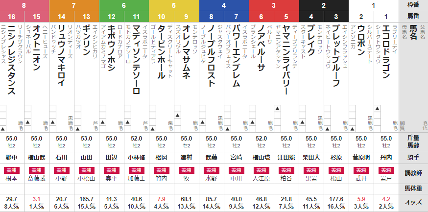 日曜中山2R 2歳未勝利 予想
