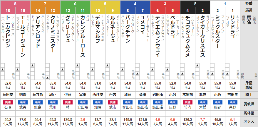 土曜中京2R 2歳未勝利 予想