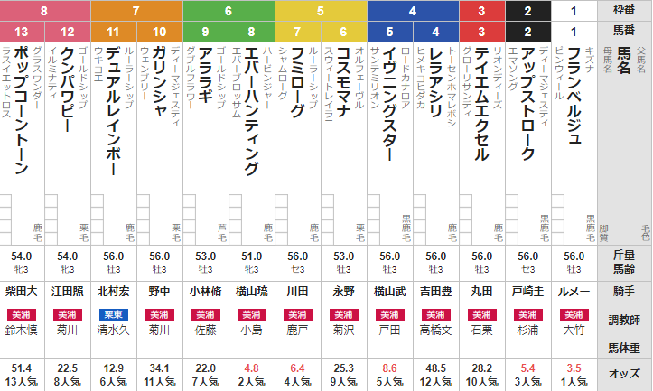 日曜中山6R メイクデビュー中山 予想