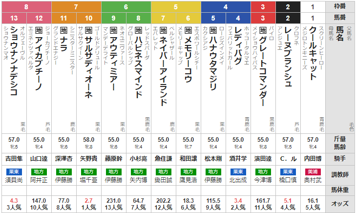 船橋11R マリーンカップ 予想