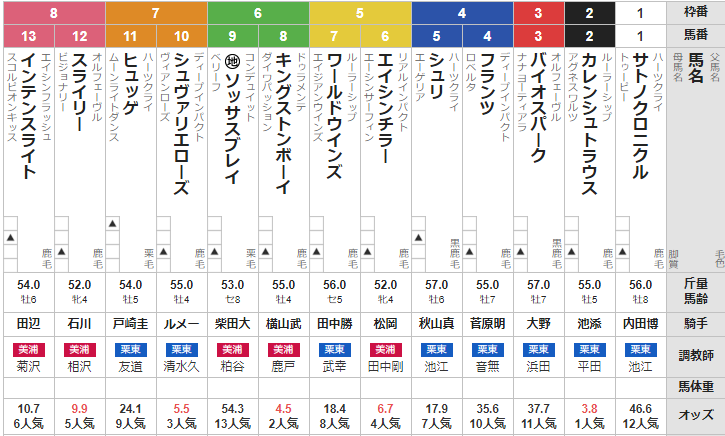 土曜東京11R メイS 予想