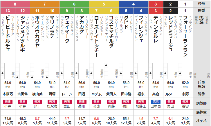 日曜東京4R 3歳未勝利 予想