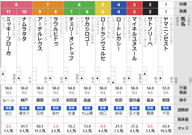 土曜中京5R 3歳未勝利 予想 ~馬連13.8倍的中~