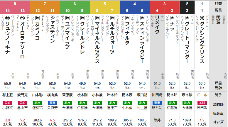 火曜盛岡11R クラスターカップ 予想