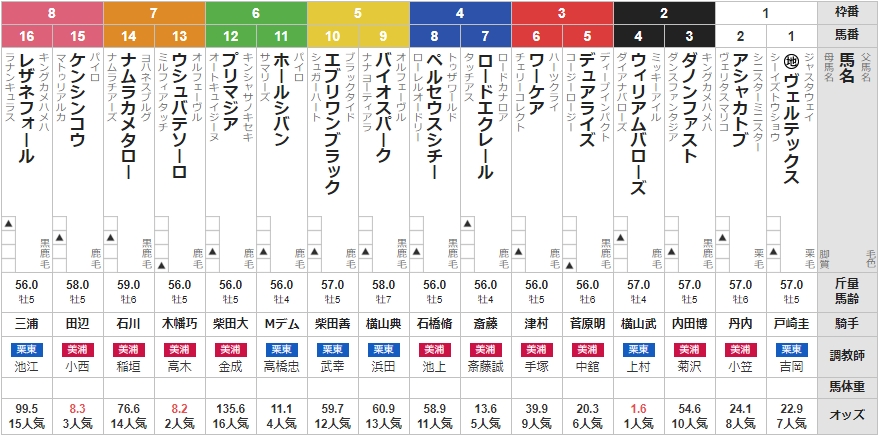 日曜中山11R ラジオ日本賞 予想