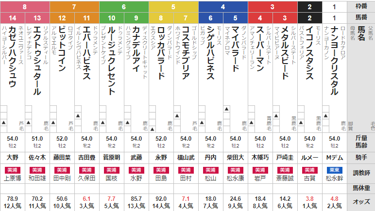 日曜中山4R 2歳未勝利 予想 ~複勝&3連複28.3倍的中~