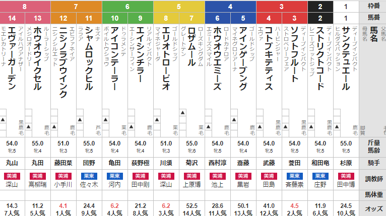 日曜新潟11R 新潟牝馬S 予想