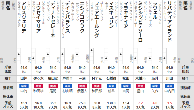 アルテミスS 2022 出走馬全頭分析