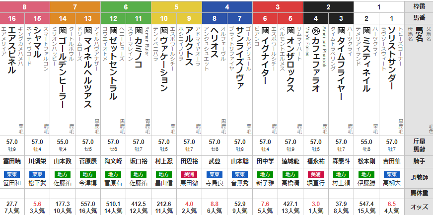 月曜盛岡12R マイルチャンピオンシップ南部杯 予想