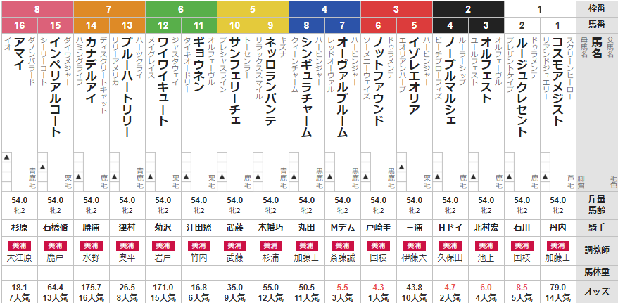 日曜中山3R 2歳未勝利 予想