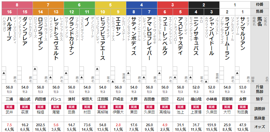 日曜中山5R 3歳未勝利 予想 ~3連複的中~