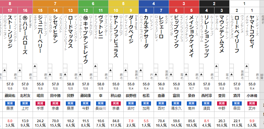 日曜小倉11R 北九州短距離S 予想