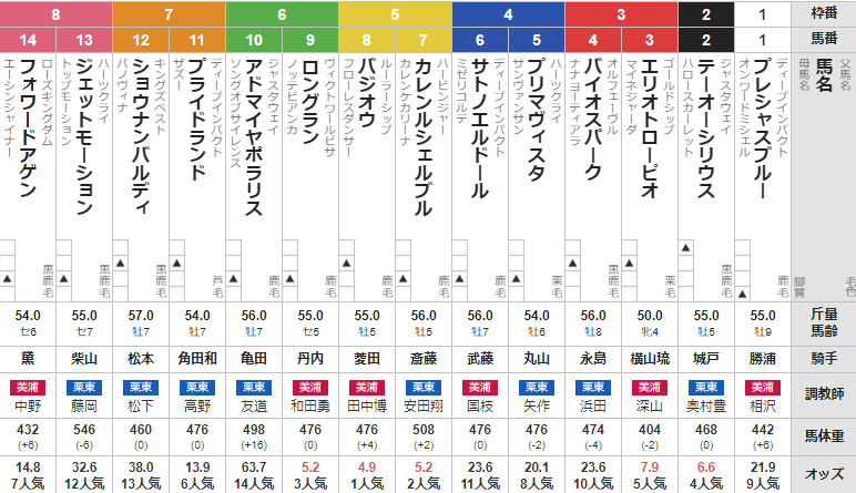 日曜福島11R 福島民報杯 予想