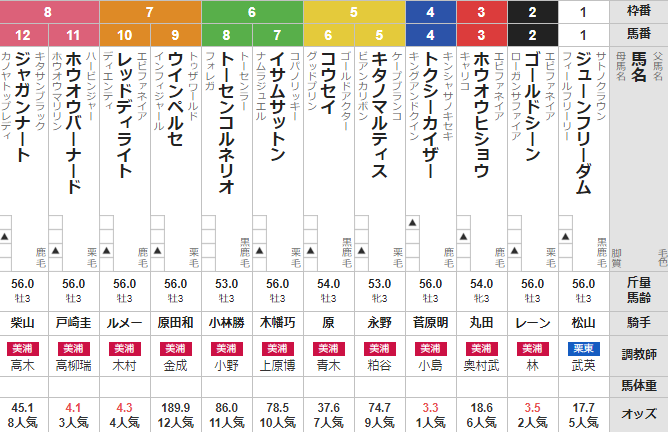 土曜東京5R 3歳未勝利 予想