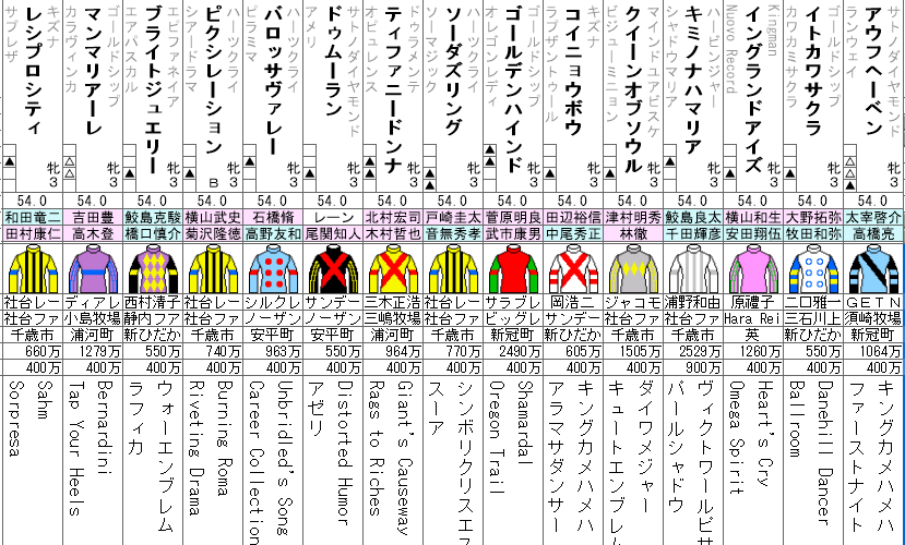 フローラS 2023 出走馬全頭分析
