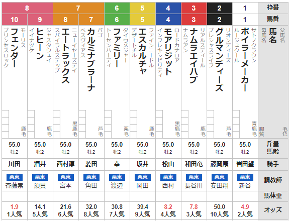 土曜阪神5R メイクデビュー阪神 予想