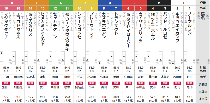 日曜中山4R 3歳上1勝クラス 予想