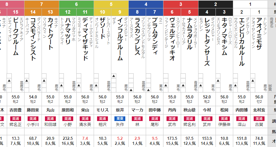 日曜中山4R 2歳未勝利 予想