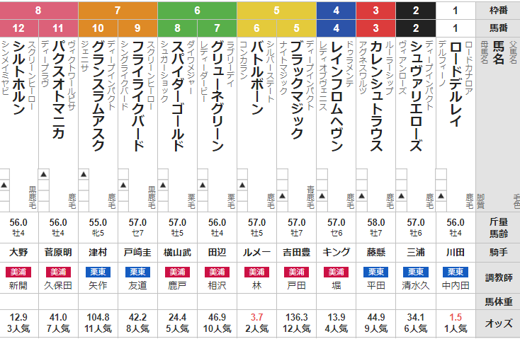 土曜東京11R 白富士ステークス　予想