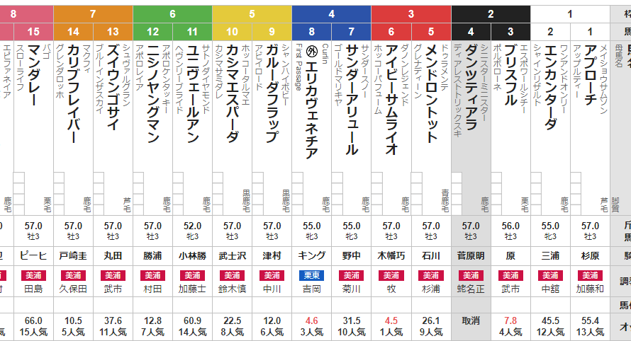 土曜中山4R メイクデビュー中山 予想