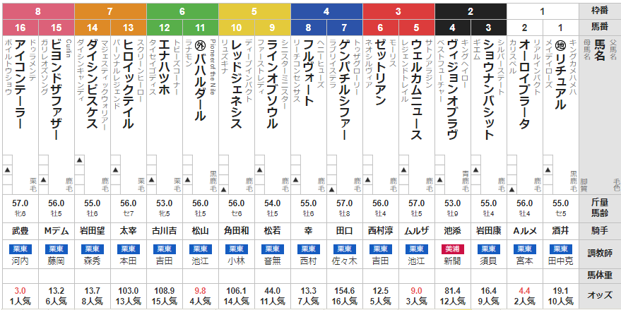 土曜阪神11R 仁川ステークス　予想