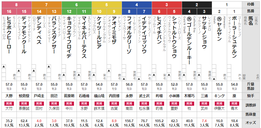 土曜中山5R 3歳未勝利　予想　～3連複27.8倍的中～