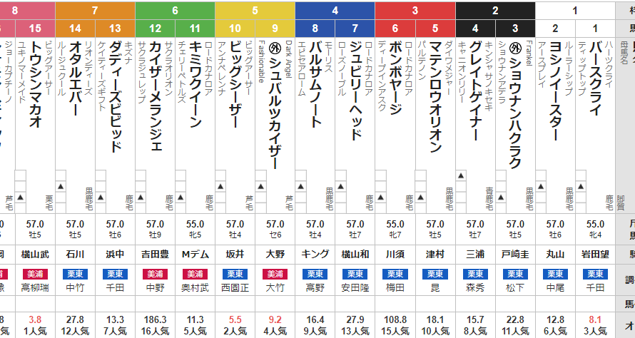 土曜中山11R　オーシャンS　予想