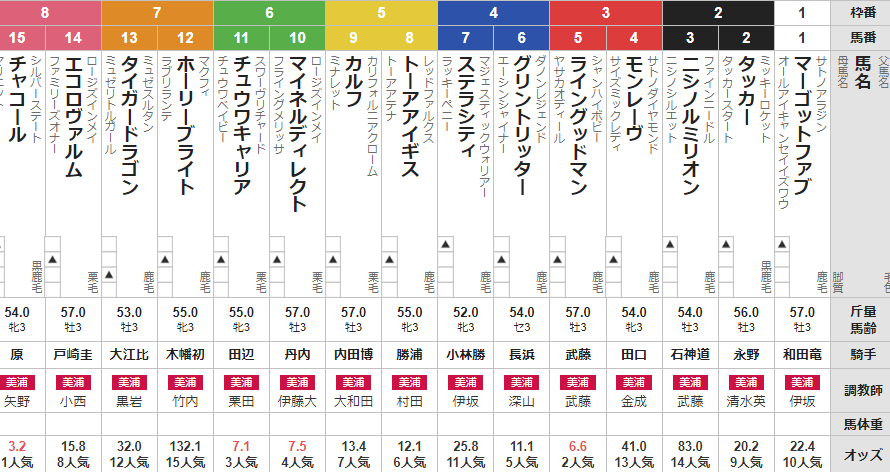 日曜中山6R 3歳未勝利　予想