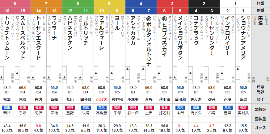 日曜福島11R 福島中央テレビ杯　予想