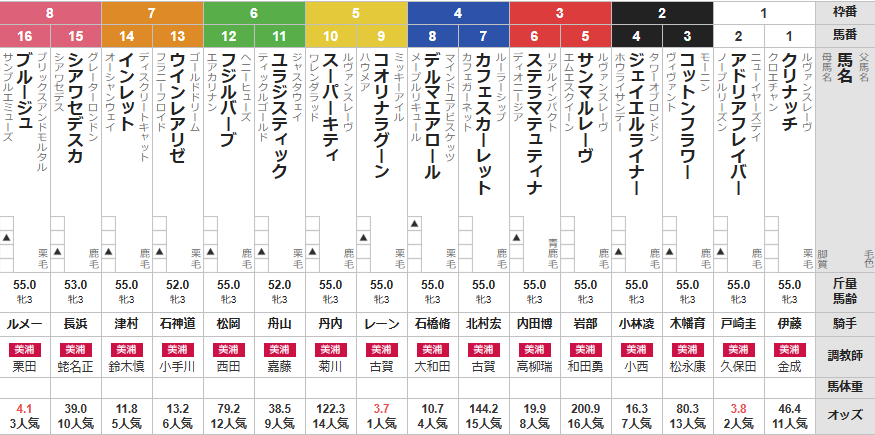 土曜東京2R 3歳未勝利 予想