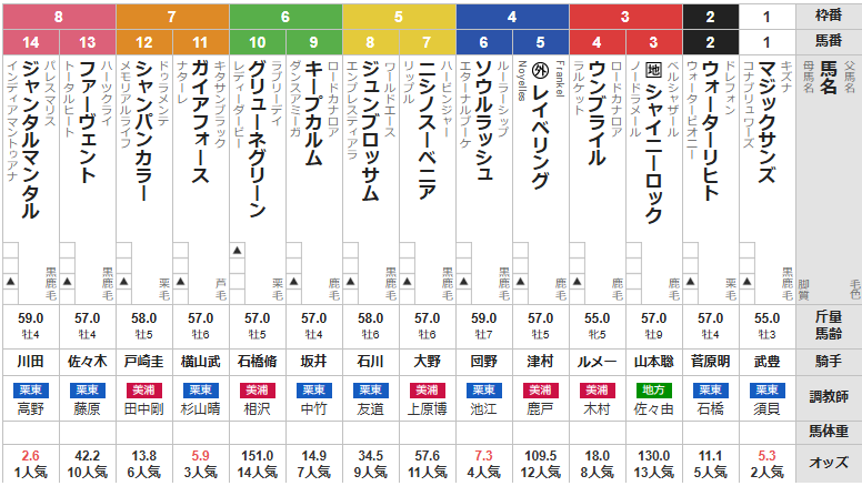 土曜東京11R 富士ステークス 予想