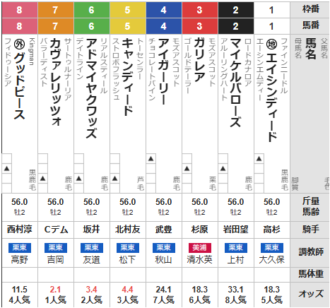 土曜京都11R デイリー杯2歳S　予想