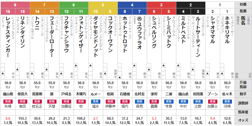 土曜東京11R 京王杯２歳S　予想