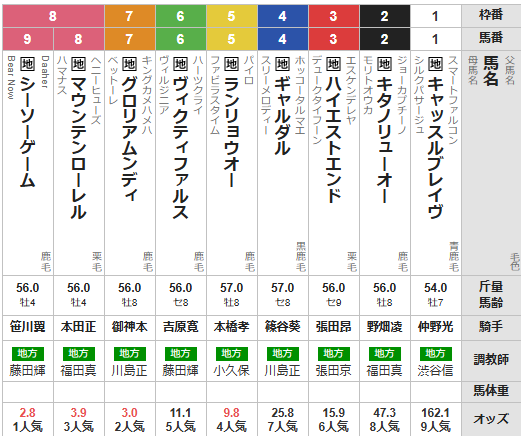 木曜船橋11R 報知グランプリカップ　予想