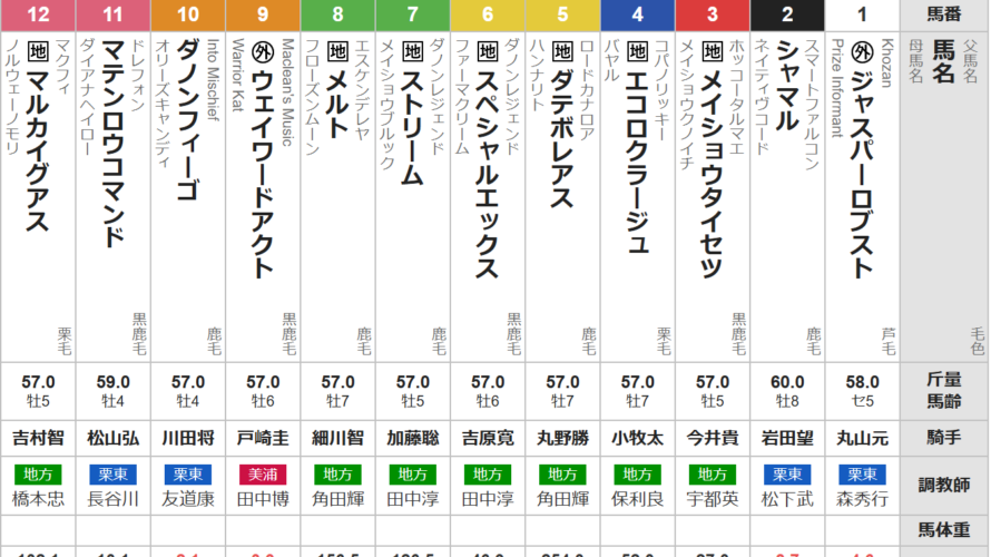 月曜名古屋7R かきつばた記念　予想