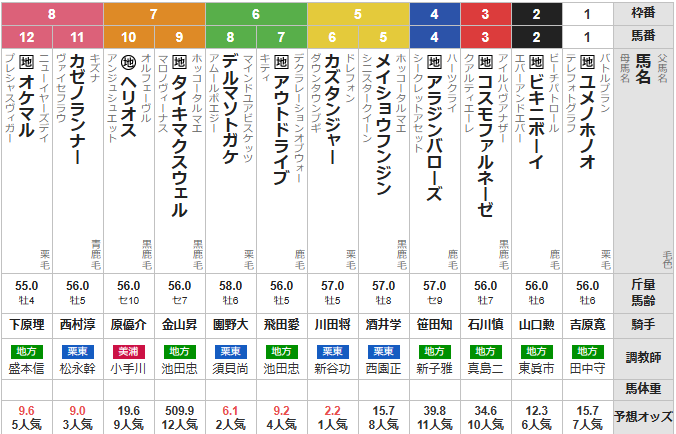 木曜佐賀10R 佐賀記念　予想